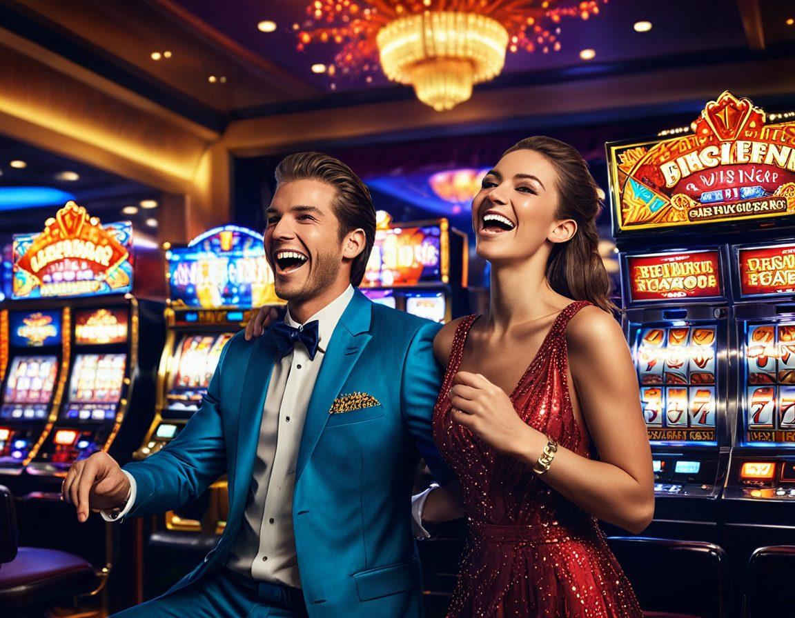 An exciting casino scene featuring vibrant slot machines with various symbols like coins, jewels, and lucky sevens. Show a player joyfully hitting a jackpot, with colorful lights and an explosion of coins around them. Include a mysterious locked box symbolizing secret tactics behind wins. The background should have a festive casino atmosphere with other players celebrating. super-realistic. vibrant colors. cinematic lighting.